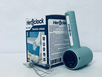 Heroclock Electric egg beaters, Cordless Handheld Electric Whisk for Baking, Mixing & Frothing