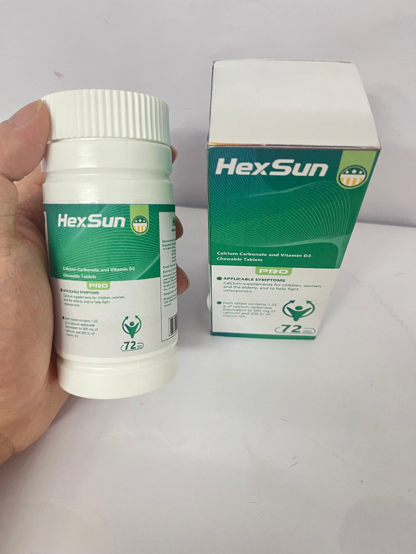 HexSun Calcium Citrate – Vegan Bone Strength Supplement – Supports Bone Density & Muscle Function – Calcium 1000mg per Serving – (72 Tablets)