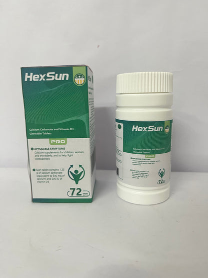 HexSun Calcium Citrate – Vegan Bone Strength Supplement – Supports Bone Density & Muscle Function – Calcium 1000mg per Serving – (72 Tablets)