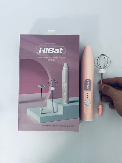 HiBat Rechargeable Handheld Blender 2-in-1 Milk Egg Whisk Electric Stirrer Milk Foamer 3-speeds Compact Easy to Use