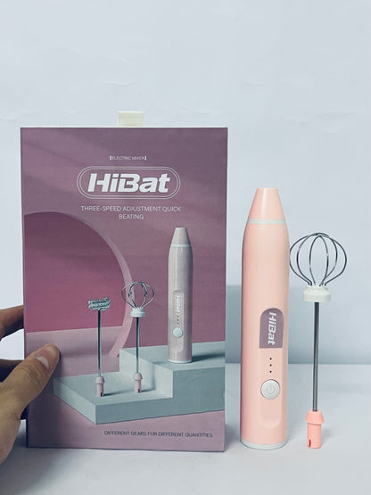 HiBat Rechargeable Handheld Blender 2-in-1 Milk Egg Whisk Electric Stirrer Milk Foamer 3-speeds Compact Easy to Use