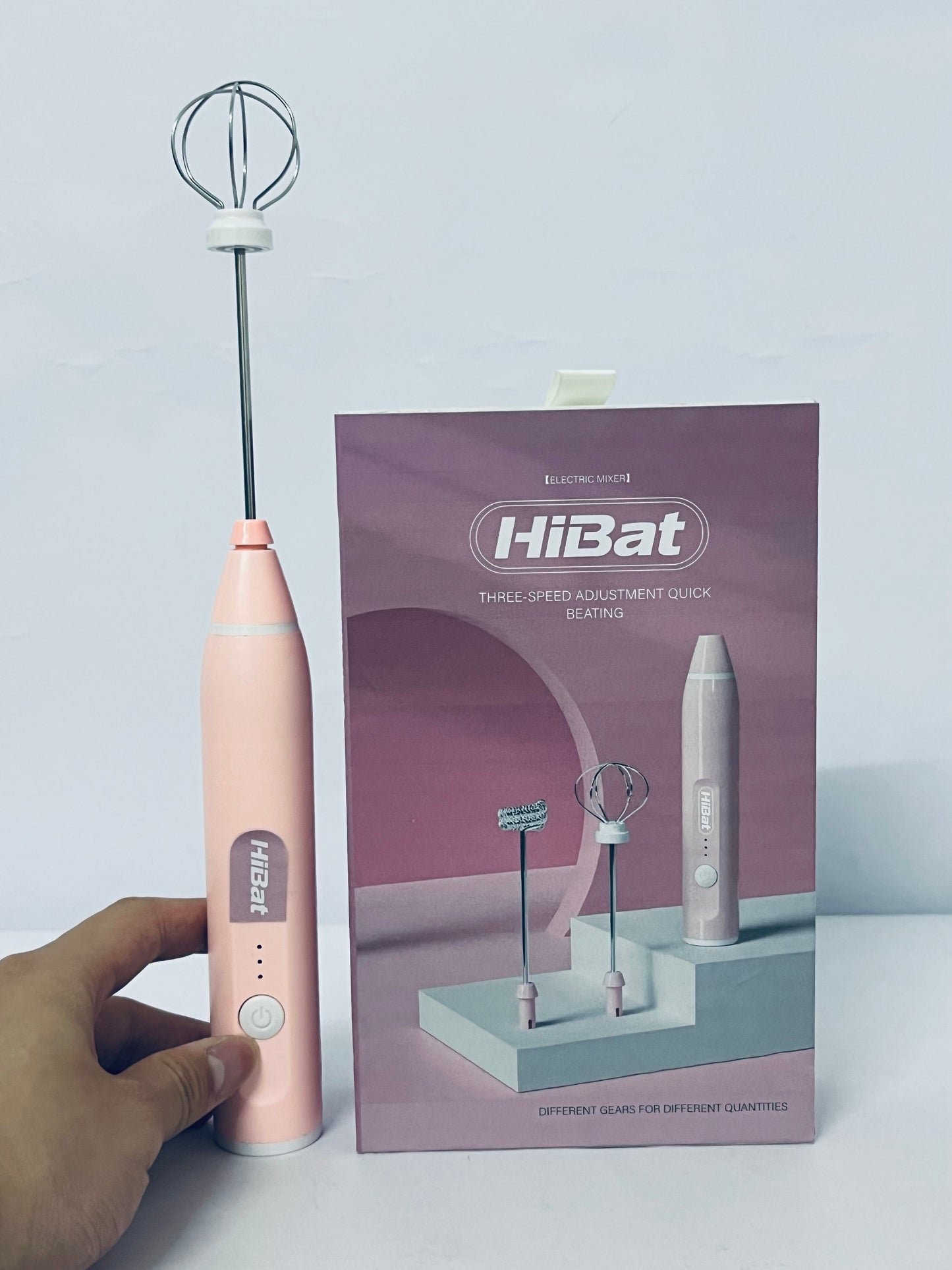 HiBat Rechargeable Handheld Blender 2-in-1 Milk Egg Whisk Electric Stirrer Milk Foamer 3-speeds Compact Easy to Use
