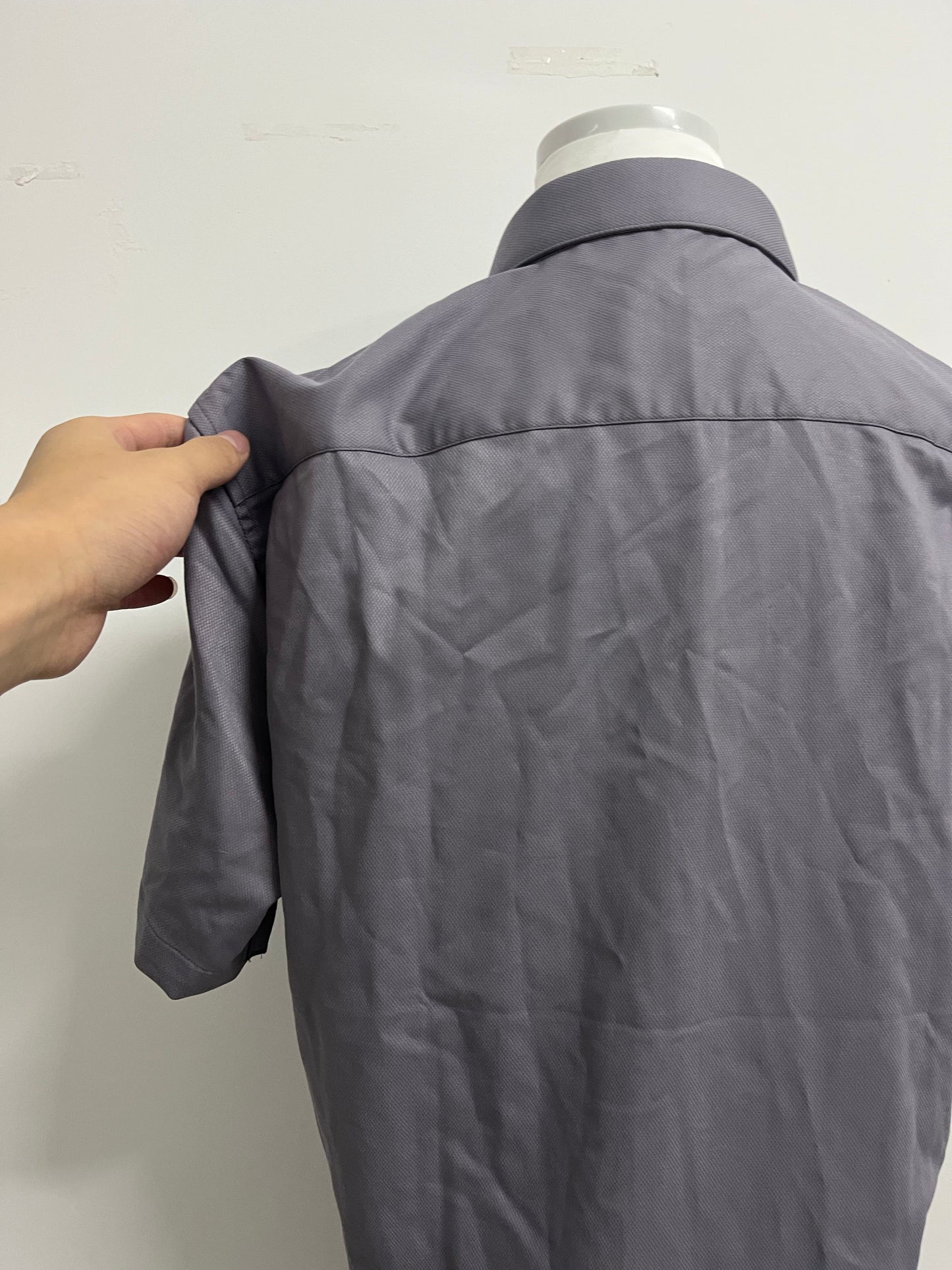 HiRear  Short Sleeve  Chemises Shirts Stretch Stain Shield Casual Button Down Shirts Solid Formal Shirt