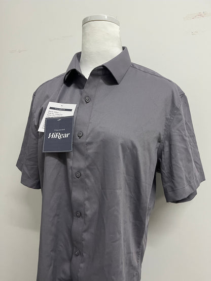 HiRear  Short Sleeve  Chemises Shirts Stretch Stain Shield Casual Button Down Shirts Solid Formal Shirt
