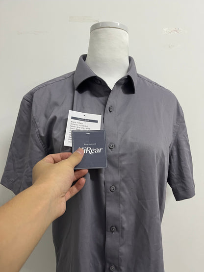 HiRear  Short Sleeve  Chemises Shirts Stretch Stain Shield Casual Button Down Shirts Solid Formal Shirt