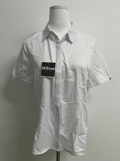 HiTrove Womens Button Down Shirts Stretch Wrinkle Free Formal Short Sleeve Dress Shirt Summer Work Blouses Business Casual Tops