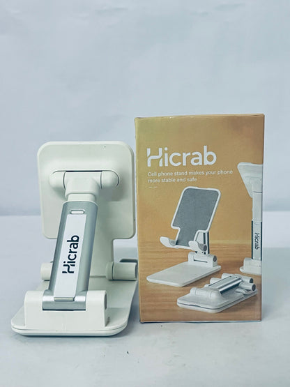 Hicrab Adjustable Cell Phone Stand, Portable Foldable Phone Holder for Desk, Multi-Angle Desktop Stand Compatible with iPhone, Samsung, Tablets and More