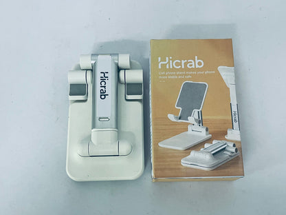 Hicrab Adjustable Cell Phone Stand, Portable Foldable Phone Holder for Desk, Multi-Angle Desktop Stand Compatible with iPhone, Samsung, Tablets and More