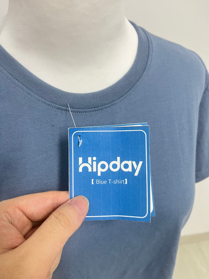 Hipday Relaxed-Fit Blue Teal Crew Neck T-Shirt — Effortless Casual Daily Essential