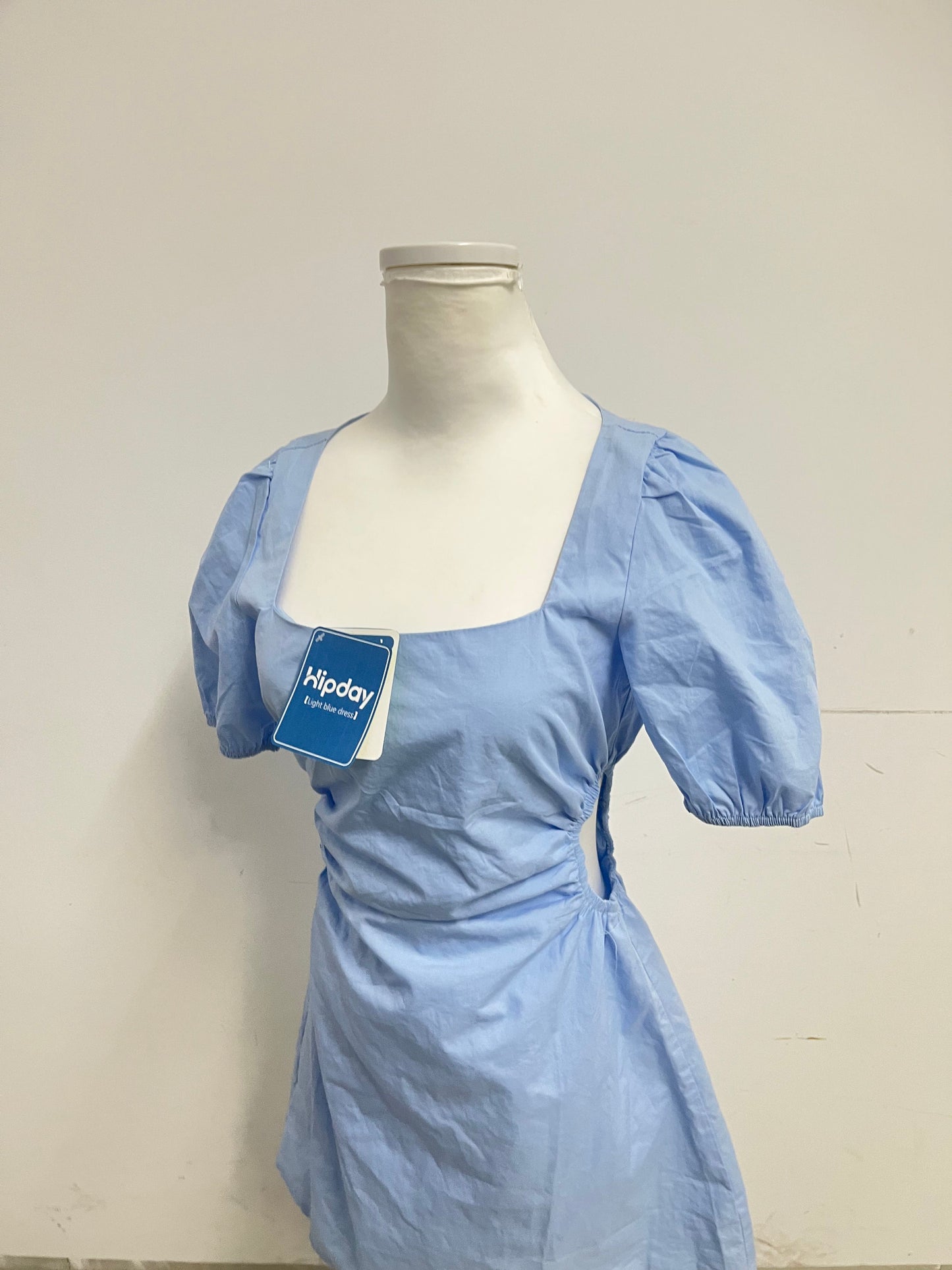【Hipday Light Blue Square Neck Dress】—— Elegant & Flattering Daily Wear Piece