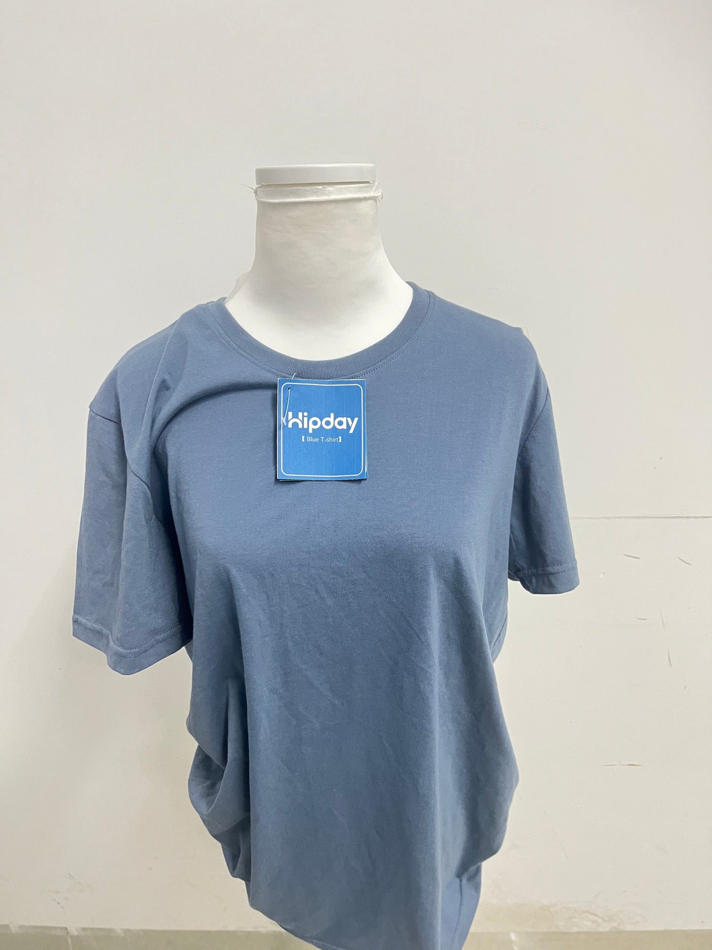 Hipday Relaxed-Fit Blue Teal Crew Neck T-Shirt — Effortless Casual Daily Essential