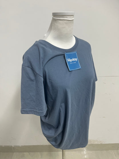 Hipday Relaxed-Fit Blue Teal Crew Neck T-Shirt — Effortless Casual Daily Essential