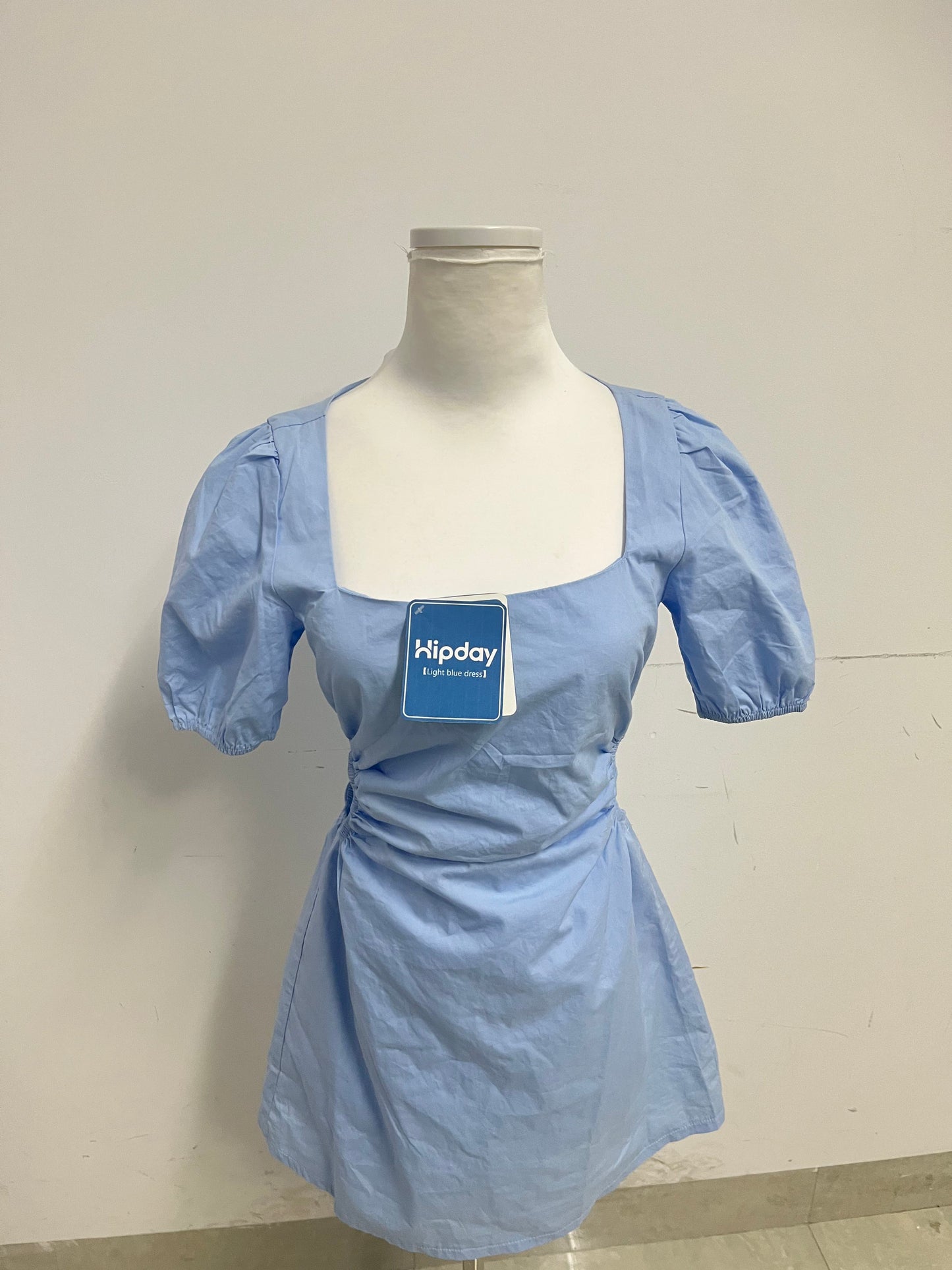 【Hipday Light Blue Square Neck Dress】—— Elegant & Flattering Daily Wear Piece