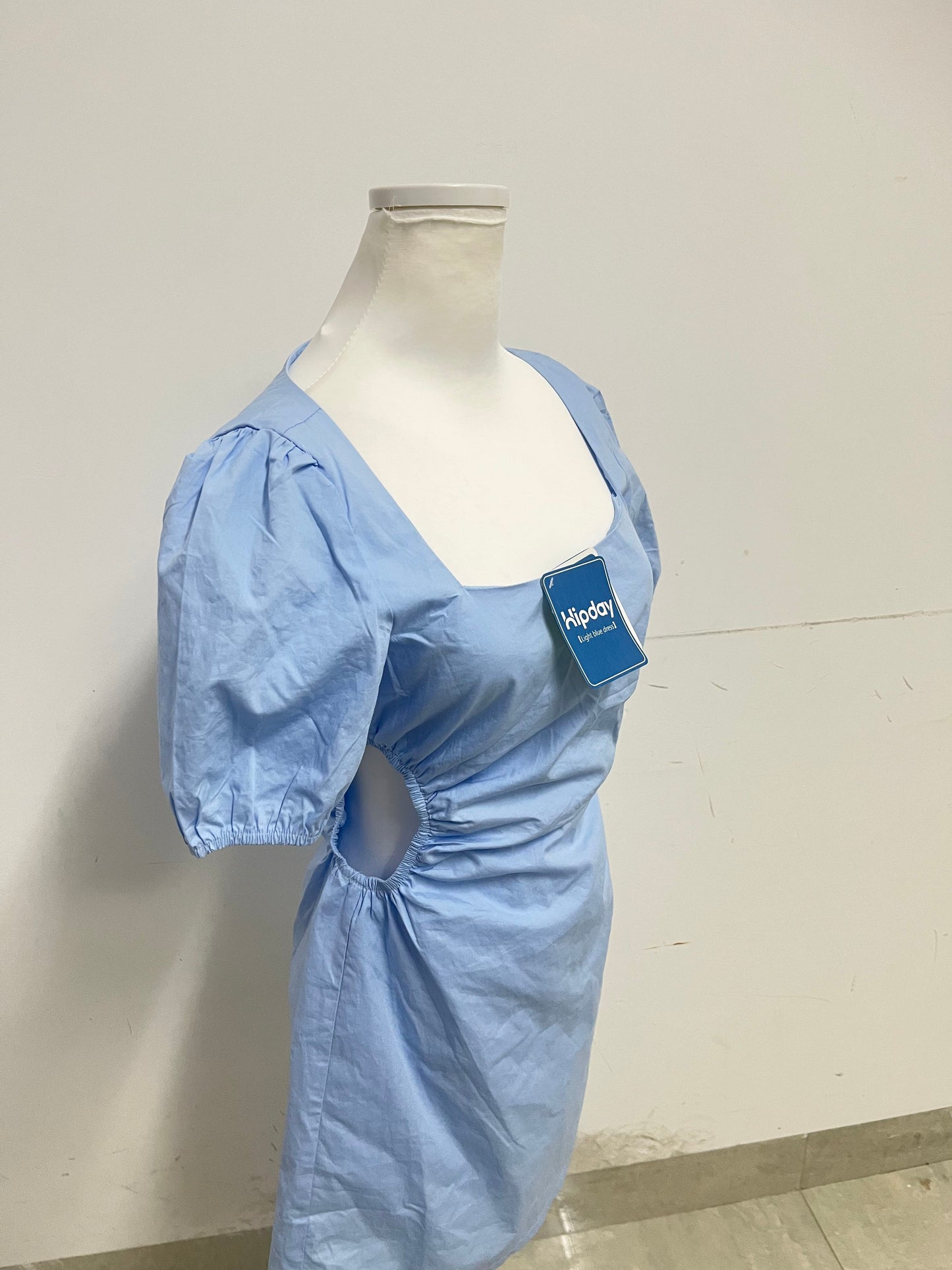 【Hipday Light Blue Square Neck Dress】—— Elegant & Flattering Daily Wear Piece