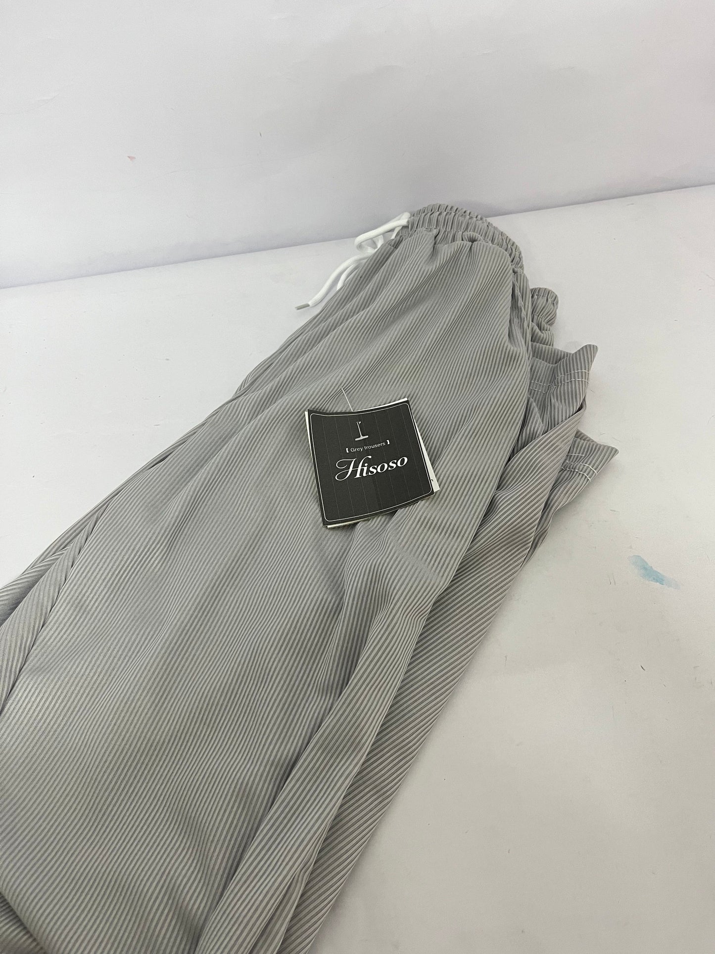 Hisoso Casual Chino Pants Relaxed Fit Drawstring Elastic Waist Lightweight Pant Twill Pleated Trousers