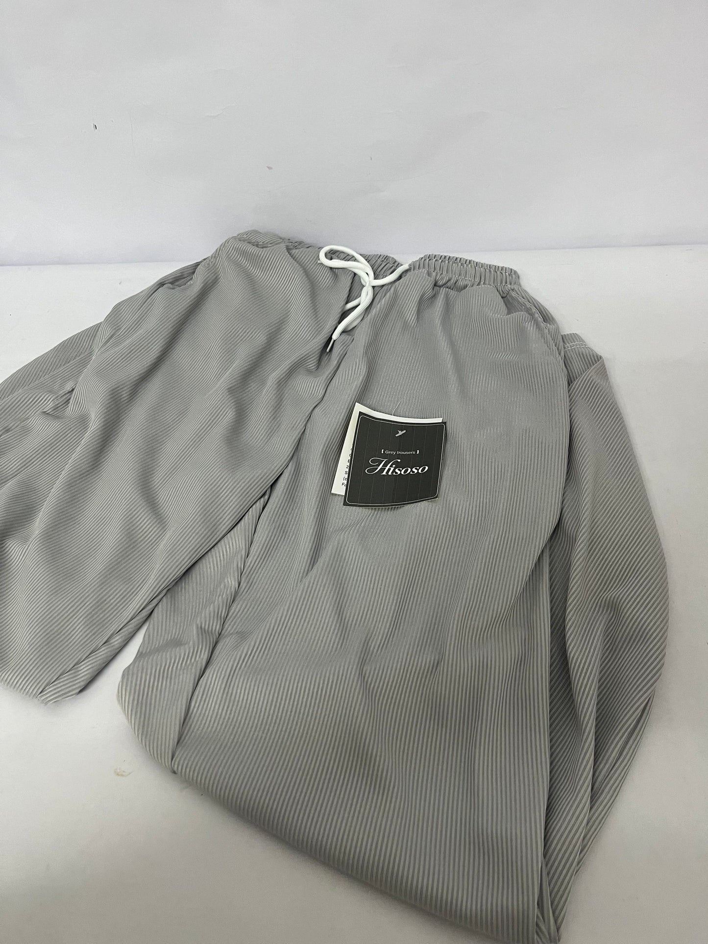 Hisoso Casual Chino Pants Relaxed Fit Drawstring Elastic Waist Lightweight Pant Twill Pleated Trousers
