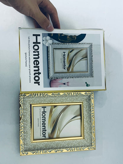 Homentor Picture Frame Gold Covered by Shatter-Resistant Glass Made of Resin, Display Pictures Without Mat for Table Top and Wall Mounting(Vertical & Horizontal)