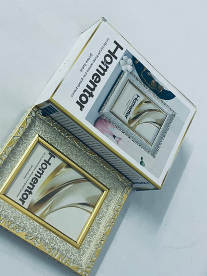 Homentor Picture Frame Gold Covered by Shatter-Resistant Glass Made of Resin, Display Pictures Without Mat for Table Top and Wall Mounting(Vertical & Horizontal)