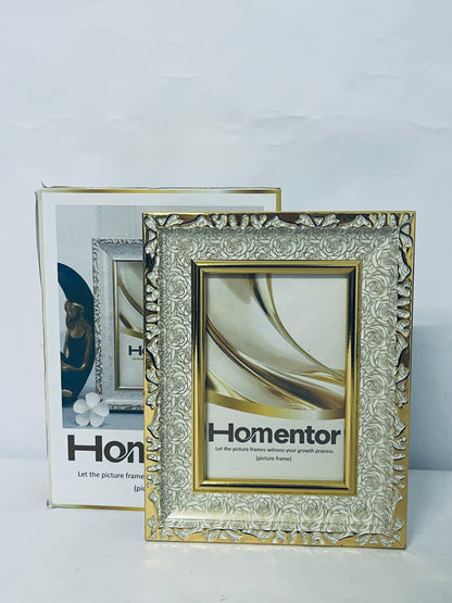 Homentor Picture Frame Gold Covered by Shatter-Resistant Glass Made of Resin, Display Pictures Without Mat for Table Top and Wall Mounting(Vertical & Horizontal)