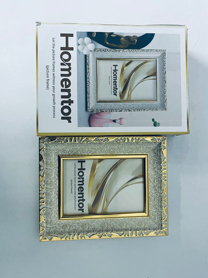 Homentor Picture Frame Gold Covered by Shatter-Resistant Glass Made of Resin, Display Pictures Without Mat for Table Top and Wall Mounting(Vertical & Horizontal)