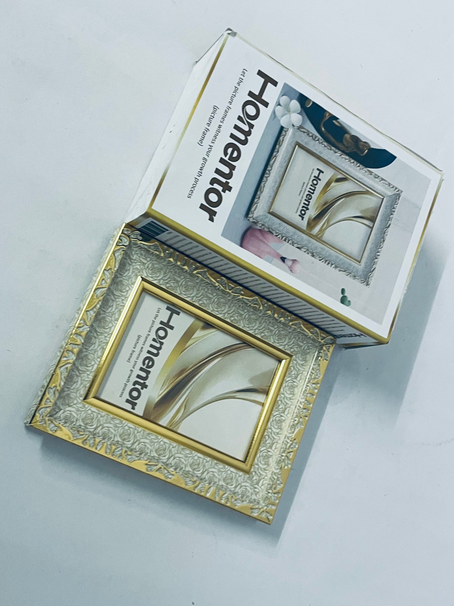 Homentor Picture Frame Gold Covered by Shatter-Resistant Glass Made of Resin, Display Pictures Without Mat for Table Top and Wall Mounting(Vertical & Horizontal)