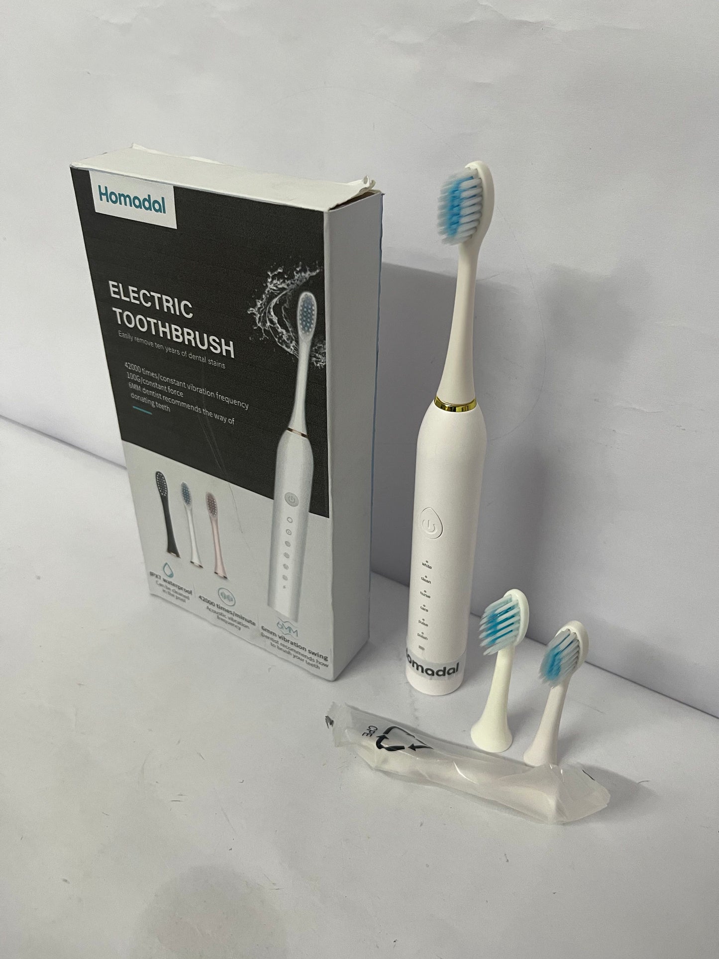 Homadal Electric Toothbrush for Adults, Sonic Toothbrush with 42,000 Vibrations/Min, 5 Cleaning Modes, IPX7 Waterproof, 3 Replacement Heads Included (Multi-Color Optional)
