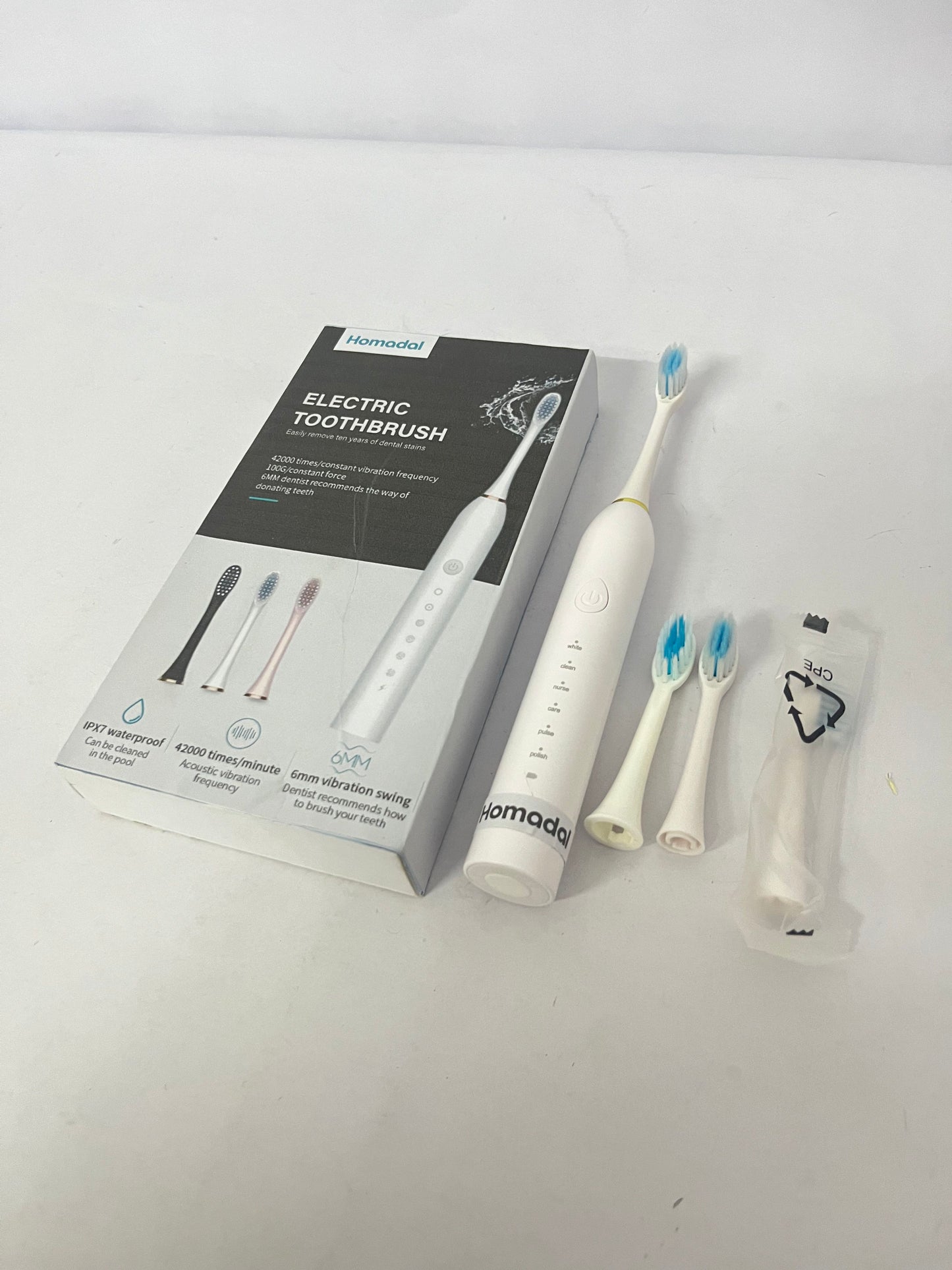 Homadal Electric Toothbrush for Adults, Sonic Toothbrush with 42,000 Vibrations/Min, 5 Cleaning Modes, IPX7 Waterproof, 3 Replacement Heads Included (Multi-Color Optional)