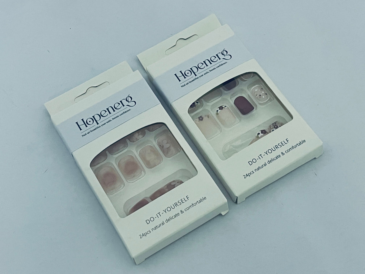 Hopenerg 24Pcs Press On Nails - DIY Natural Delicate Comfortable False Nails for Manicure