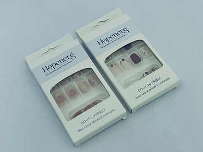 Hopenerg 24Pcs Press On Nails - DIY Natural Delicate Comfortable False Nails for Manicure