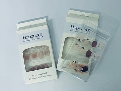 Hopenerg 24Pcs Press On Nails - DIY Natural Delicate Comfortable False Nails for Manicure