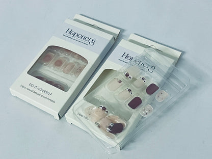 Hopenerg 24Pcs Press On Nails - DIY Natural Delicate Comfortable False Nails for Manicure