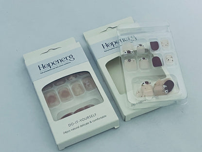 Hopenerg 24Pcs Press On Nails - DIY Natural Delicate Comfortable False Nails for Manicure