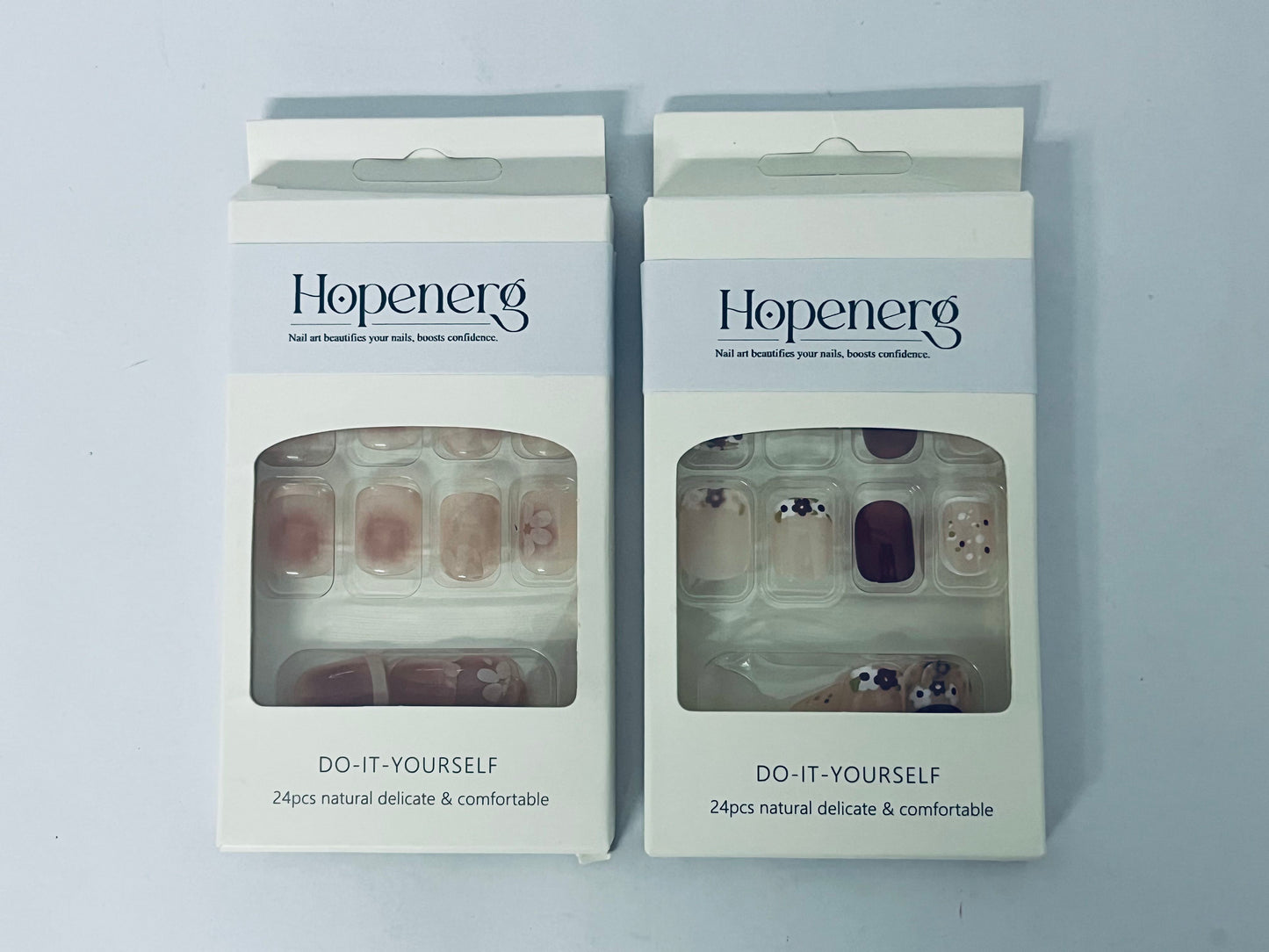 Hopenerg 24Pcs Press On Nails - DIY Natural Delicate Comfortable False Nails for Manicure