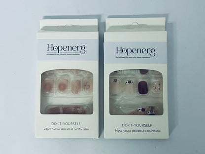 Hopenerg 24Pcs Press On Nails - DIY Natural Delicate Comfortable False Nails for Manicure