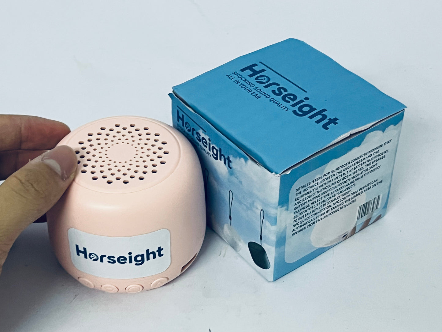 Horseight Travel Case Packed, Portable Bluetooth Speaker with Custom Bass Radiator, Brief Design, IP67 Waterproof, Perfect Mini Speaker for Shower, Room, Bike, Car (Pink)