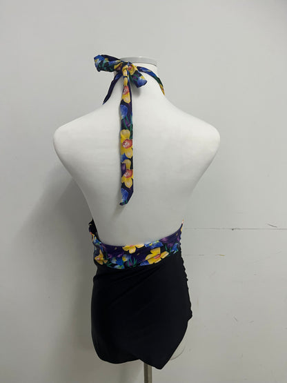 Hoshinok Printed Halter One-Piece Swimsuits Retro Style Slimming & Flattering Eye-Catching Choice for Beach Vacations