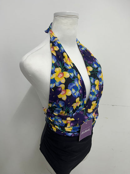 Hoshinok Printed Halter One-Piece Swimsuits Retro Style Slimming & Flattering Eye-Catching Choice for Beach Vacations