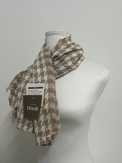 Hotalk Classic Brown and White Houndstooth Scarf | High - Quality Fabric, Oversized, Multiple Wearing Styles, Must - Have for Autumn and Winter Fashion and Warmth