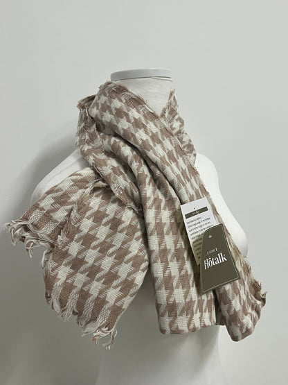 Hotalk Classic Brown and White Houndstooth Scarf | High - Quality Fabric, Oversized, Multiple Wearing Styles, Must - Have for Autumn and Winter Fashion and Warmth