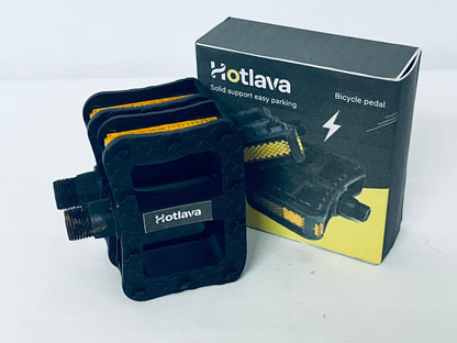 Hotlava  9/16 Inch Bike Pedals, Aluminum Alloy or PP Bicycle Pedals with Nonskid Platforms & Reflectors, Waterproof  Pedals Compatible with Road Bike Mountain Bike Tricycle Electric Bike Kids Bike