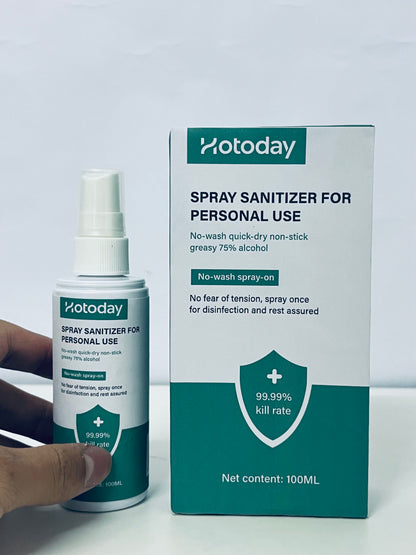 Hotoday Spray Sanitizer for Personal Use, 75% Alcohol, 99.99% Kill Rate, No-Wash Quick-Dry, 100ML