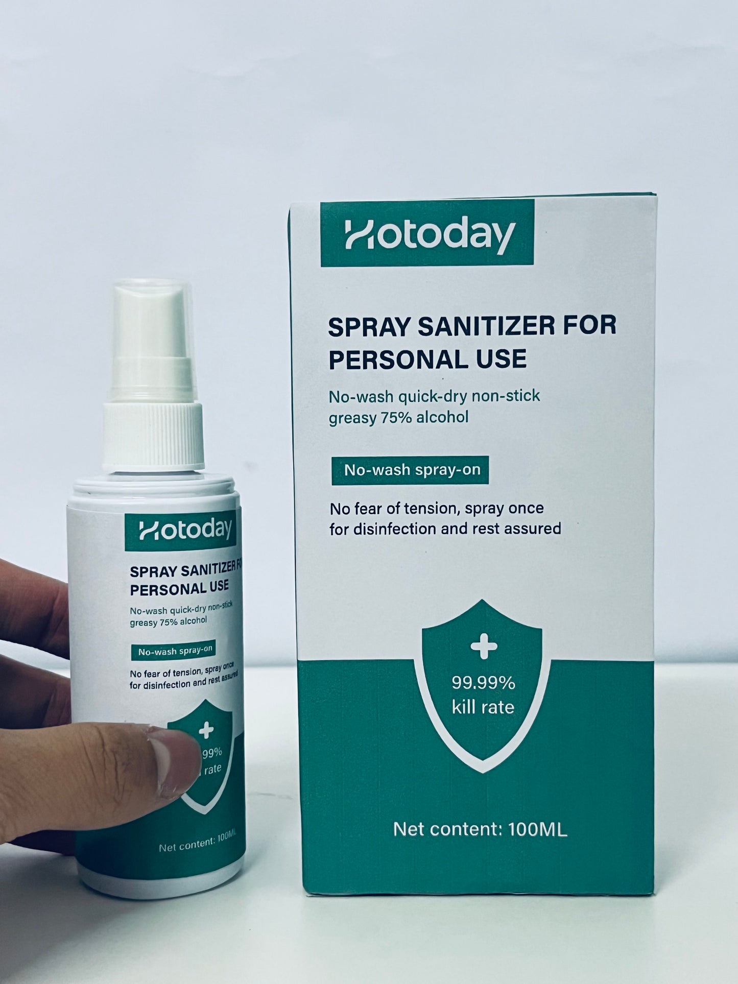 Hotoday Spray Sanitizer for Personal Use, 75% Alcohol, 99.99% Kill Rate, No-Wash Quick-Dry, 100ML
