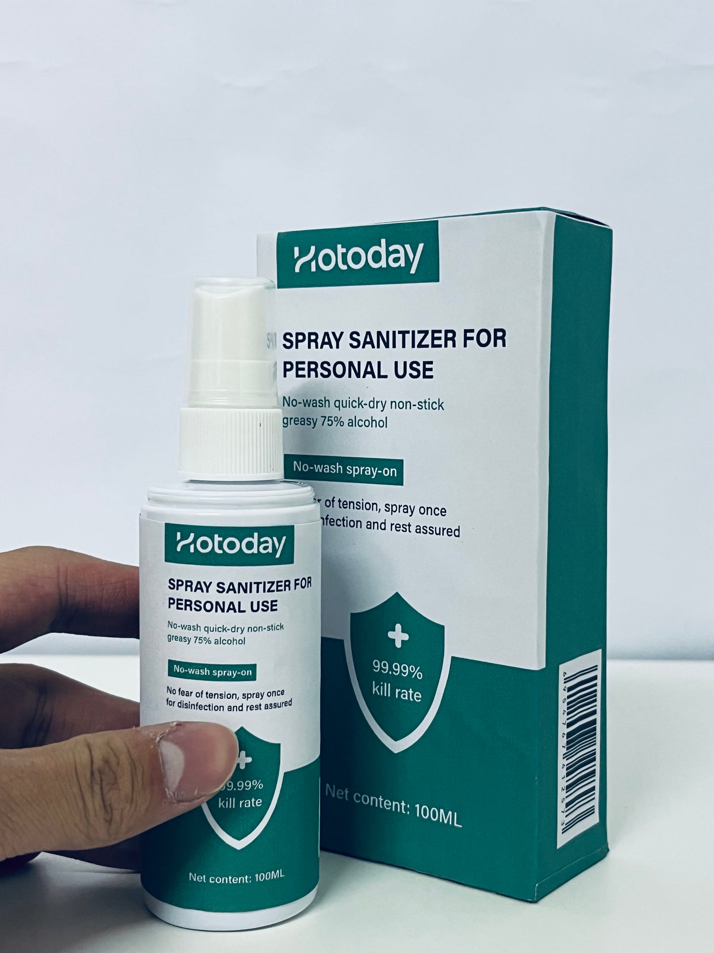 Hotoday Spray Sanitizer for Personal Use, 75% Alcohol, 99.99% Kill Rate, No-Wash Quick-Dry, 100ML