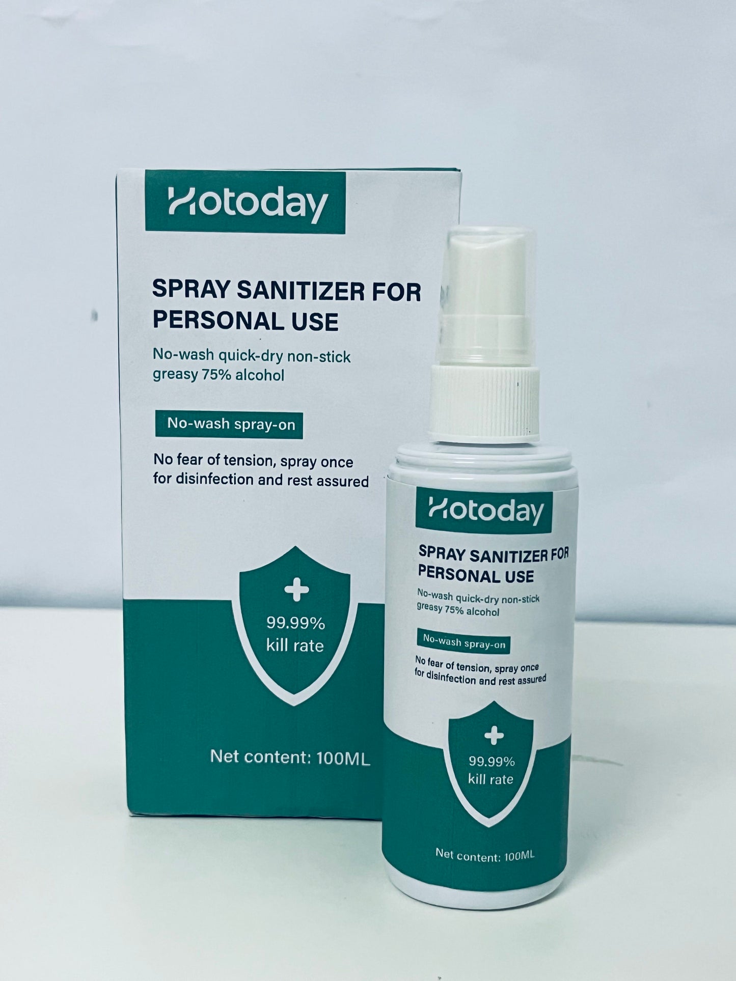 Hotoday Spray Sanitizer for Personal Use, 75% Alcohol, 99.99% Kill Rate, No-Wash Quick-Dry, 100ML