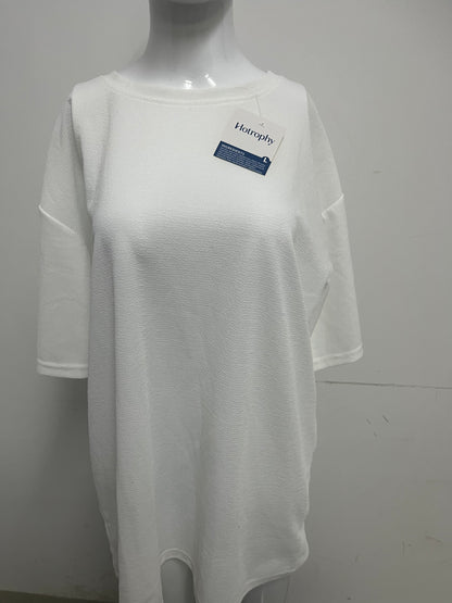 [Hotrophy T-shirts]-Textured Oversized T-Shirt - Minimalist Crew Neck