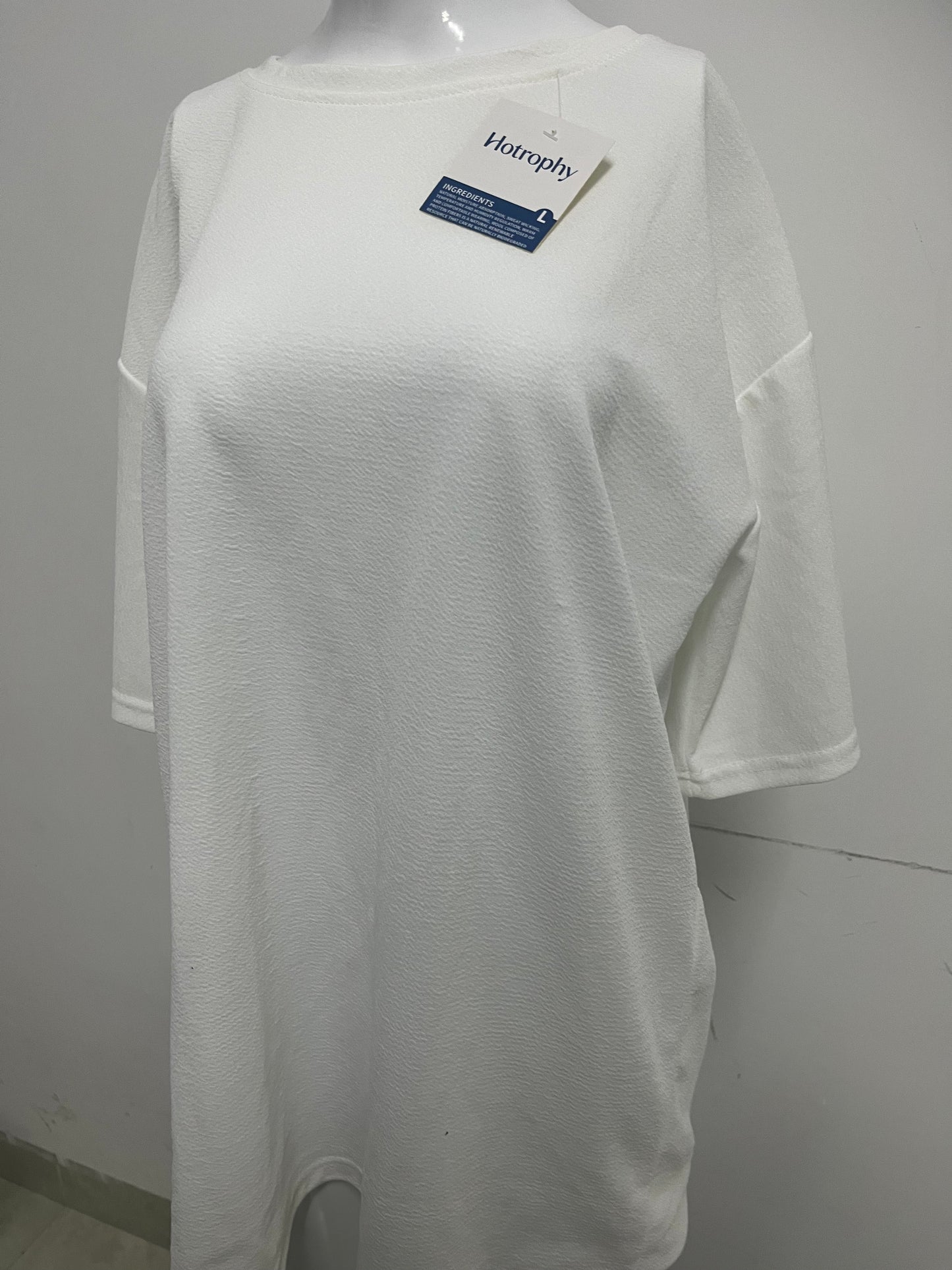 [Hotrophy T-shirts]-Textured Oversized T-Shirt - Minimalist Crew Neck