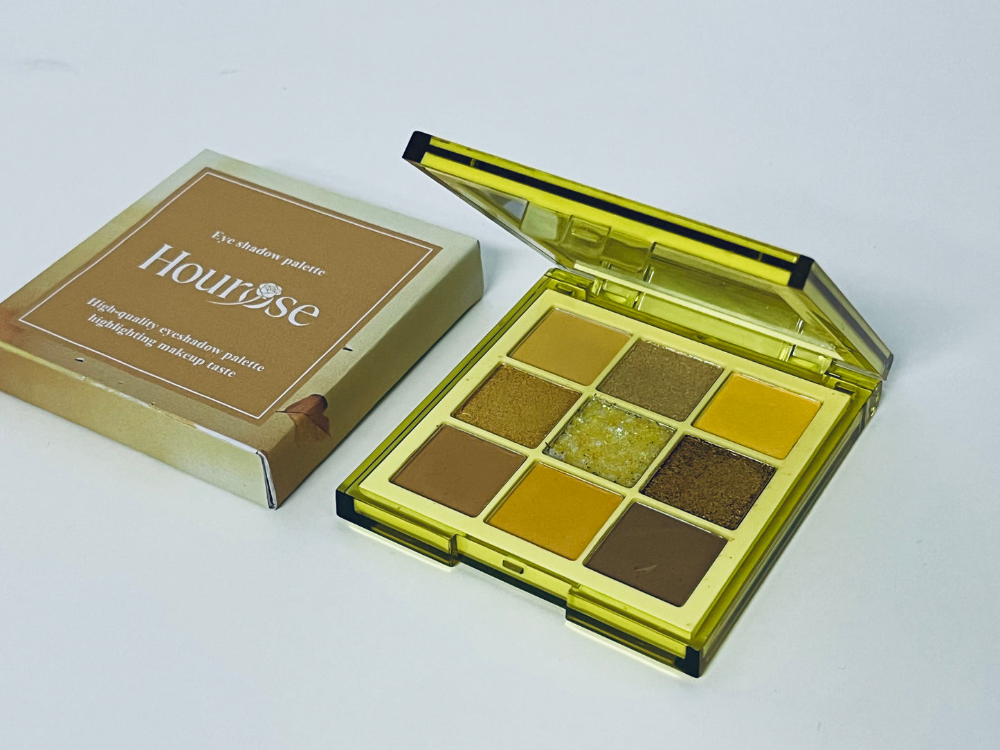 Hourose Eyeshadow Palette - High-Pigment Warm Tones with Glitter Accent