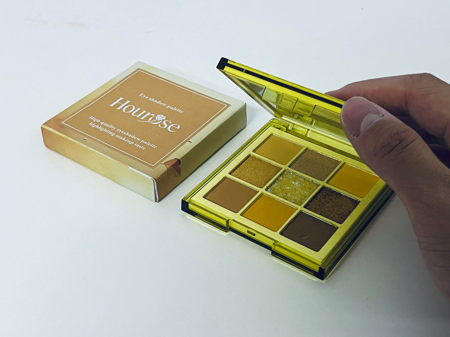 Hourose Eyeshadow Palette - High-Pigment Warm Tones with Glitter Accent