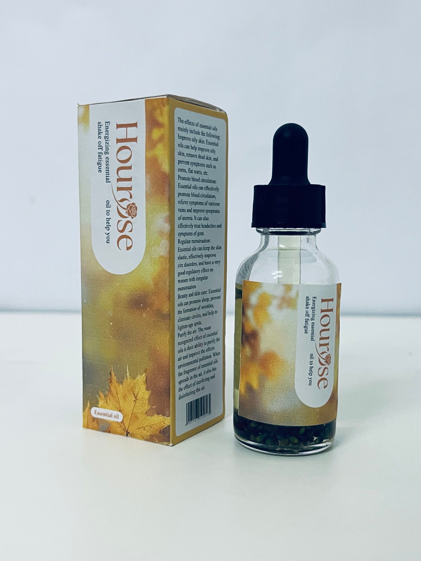 Hourose Essential Oil - Dropper Bottle, Warm Autumnal Design for Daily Revitalization