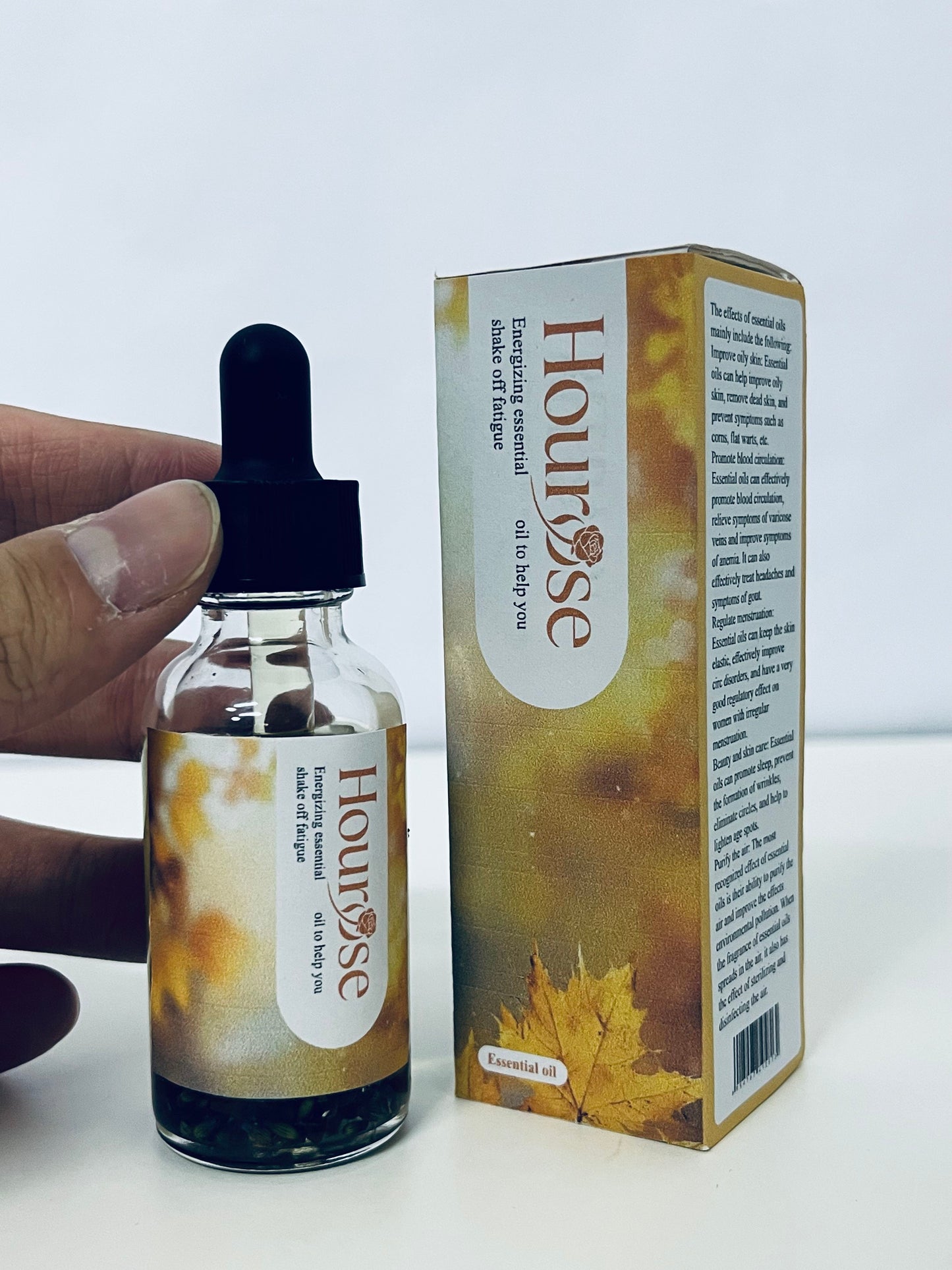 Hourose Essential Oil - Dropper Bottle, Warm Autumnal Design for Daily Revitalization